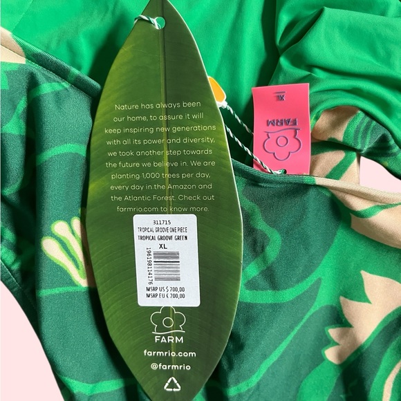 Farm Rio Tropical Groove One Piece Swimsuit Size Extra Large - Picture 4 of 5